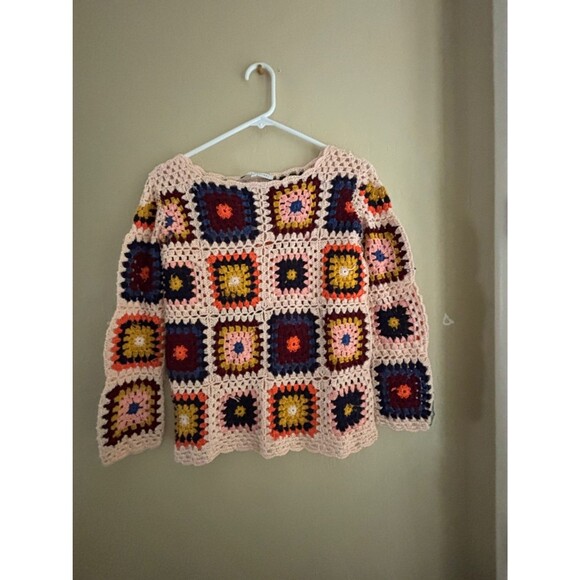 English Factory Sweaters - English Factory Saturday Sweater Boho Crochet Vintage Style Top Women's Small